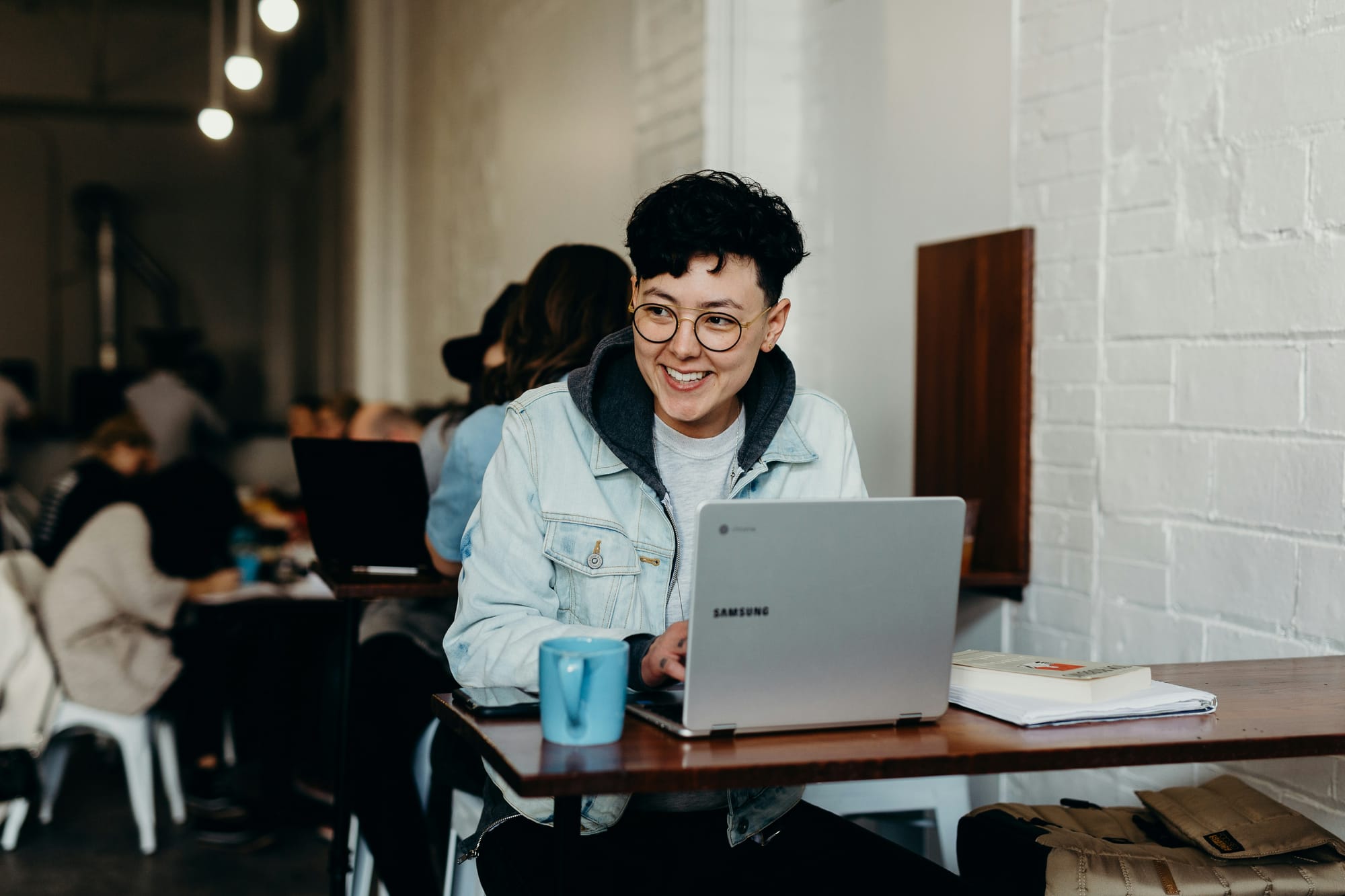 person happily using Opus Clip