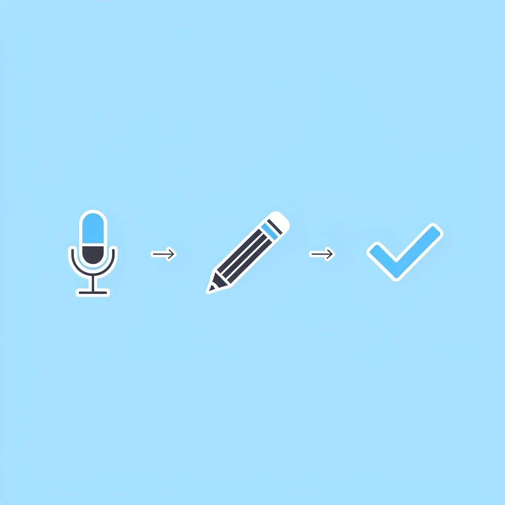 Three-step workflow: Script → AI Generation → Publish-Ready Voiceover