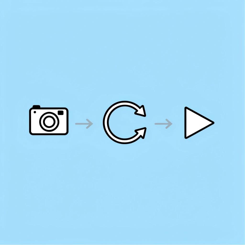 Three-step flow showing the inefficient single-take recording process that creates unnecessary pressure
