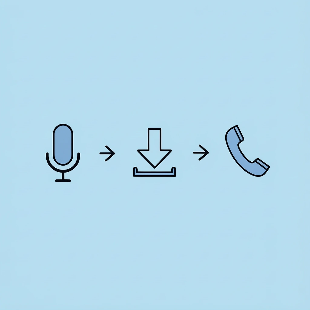 Three-step process showing script writing, AI voice generation, and audio download with arrows between each step
