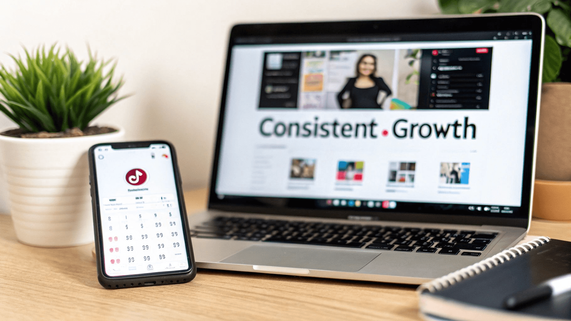 Laptop and phone displaying branding - Why Is My Content Under Review on TikTok